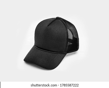 black on black trucker hat