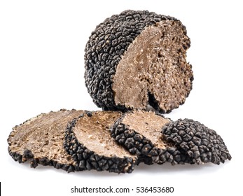 Black Truffles Isolated On A White Background.