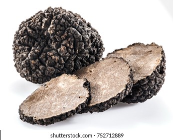 Black Truffles Isolated On A White Background.