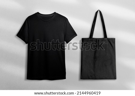 Black t-shirt and bag for printing