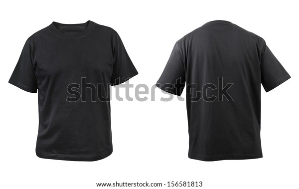 Black Tshirt Front Back View Isolated 