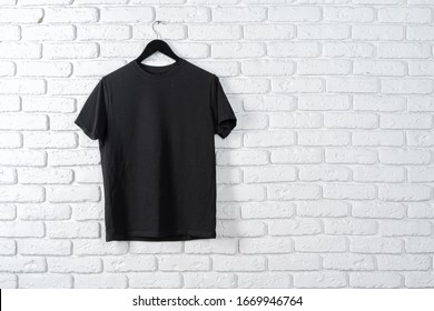 plain black t shirt on hanger