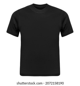 Black T-shirt Mockup Front Used As Design Template. Tee Shirt Blank Isolated On White