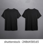 Black T-Shirt Mockup in grey wall