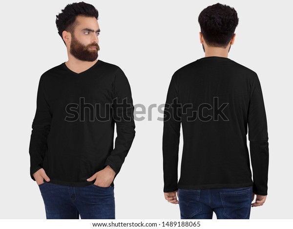 Black Tshirt On Young Bearded Man Stock Photo (Edit Now) 1489188065
