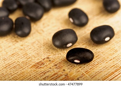 Black Turtle Bean On Chopping Board