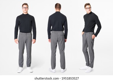 Black turtleneck t-shirt men's business wear - Shutterstock ID 1951853527