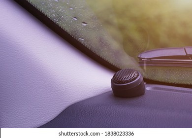 Black Tweeter Speaker In Front Of The Car