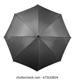 Black Umbrella Isolated On White Background. Top View