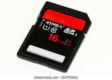 Black Unbranded Memory SD Card, Isolated On White Background