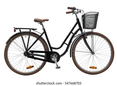 Black Urban City Bike Isolated On White Background. Bicycle