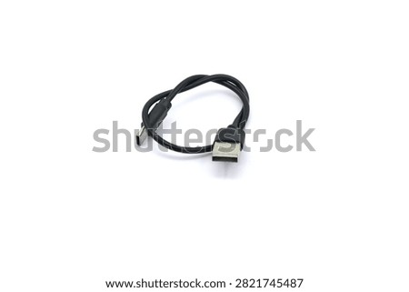 Black USB cable for charging communication devices.