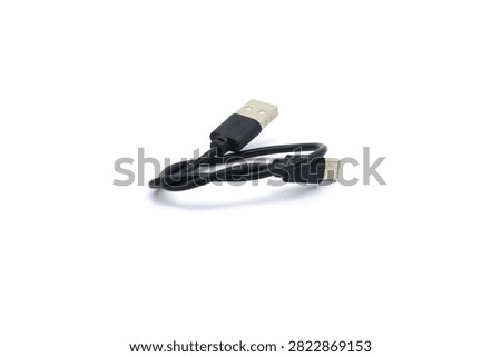 Black USB cable for charging communication devices.