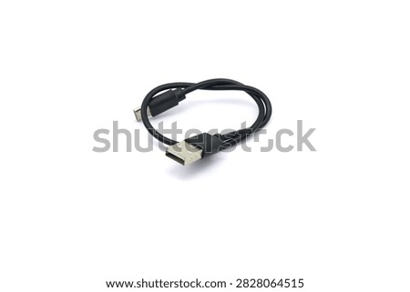 Black USB cable for charging communication devices.