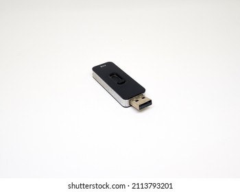 Black usb flashdisk isolated in white background