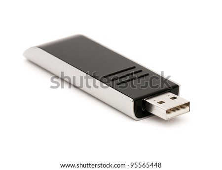 black usb memory isolated on a white background in studio