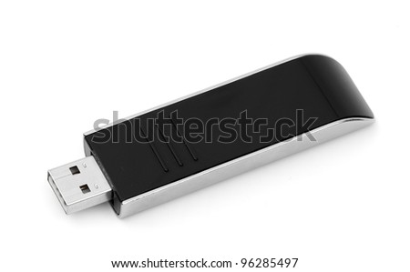black usb memory isolated on a white background in studio