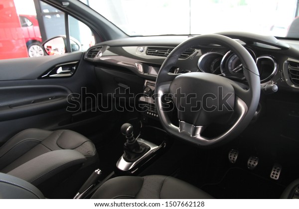 Black\
vehicle interior steering wheel drivers\
side