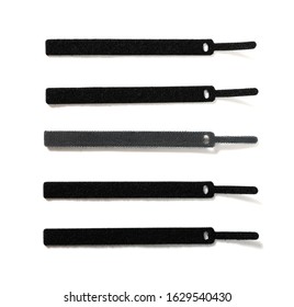 Black Velcro Cable Ties On White Background