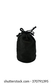 Black Velvet Bag Isolated On White Background .