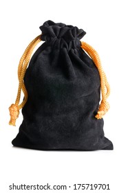 Black Velvet Bag On White Background