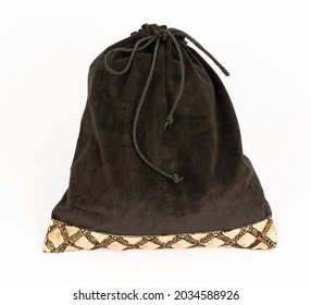 Black Velvet Bag On White Background