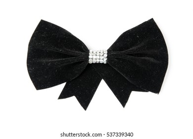 Black Velvet Bow Isolated On The White Background.