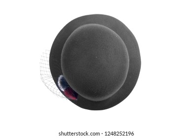 Black Velvet Hat On White Background