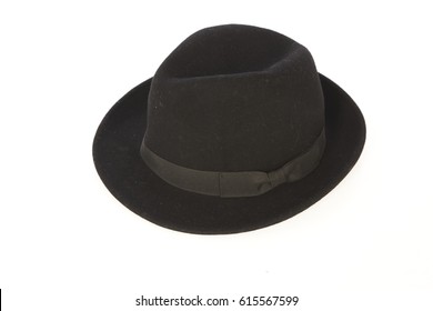 Black Velvet Hat On White Background