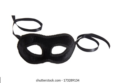 Black velvet mask isolated on white background