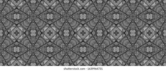 Black Vintage Seamless Background. Ornamental Geometry. Ornate Tile Background Black Tile Decoration print. Dark Texture. Bright Kaleidoscope Art. Floral Design. Floral Design.