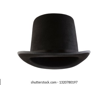 Black Vintage Top Hat Isolated On White 