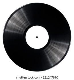 Черный виниловый рекорд, изолированный на белом фоне