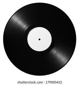 Black vinyl record isolated on white background - Shutterstock ID 179005415