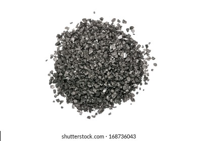 Black Volcanic Salt Pile On White Background