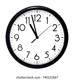 Black Wall Clock Isolated On White Stock Photo 740131867 