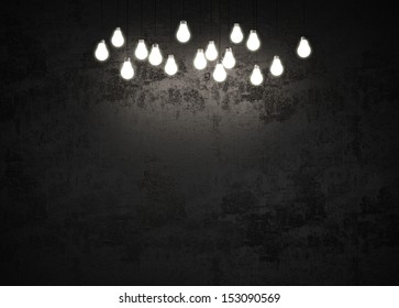 Black Wall With Light Bulbs