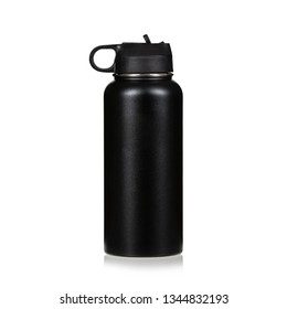  Black Water Bottle Isolated On White Background