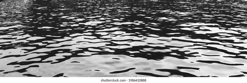 Black Water Sea Wave. Black Water Texture Banner. Water Reflection Texture Background. Dark Water Website Banner. Ocean Surface Background. Black And White Oil Paint Texture.