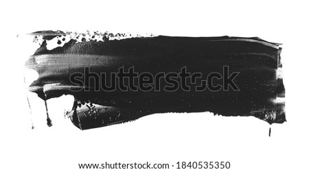 Black watercolor hand painted brush strokes isolated on white background and texture (with clipping path)