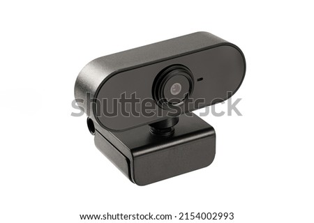 Black web camera isolated on white background.