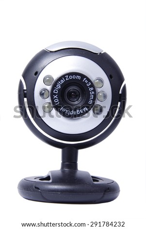 Black webcam on a white background isolated