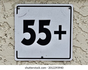 Black And White 55 Plus Sign