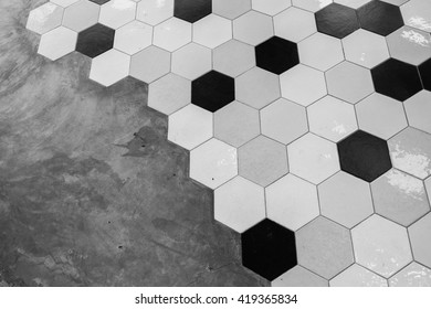 Black and white abstract hexagonal background.In black and white color
