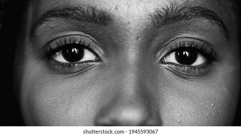 Black And White African Ethnicity Woman Eyes, Monochrome Macro