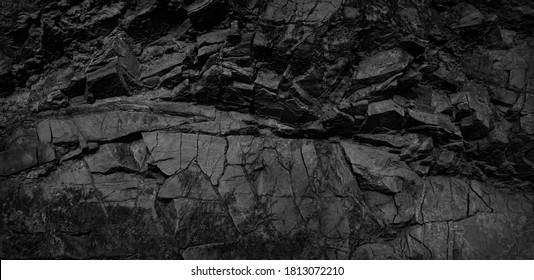  Black and white background. Volumetric black stone background. 3d effect. Rock texture. Granite mountain texture. Close-up.                               - Shutterstock ID 1813072210