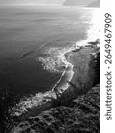 black and white beach landsscape