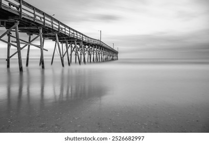 black and white beach pier  - Powered by Shutterstock