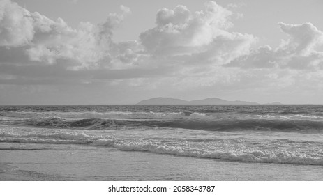 Black And White Beautiful View Of California Tijuana Ocean Beach