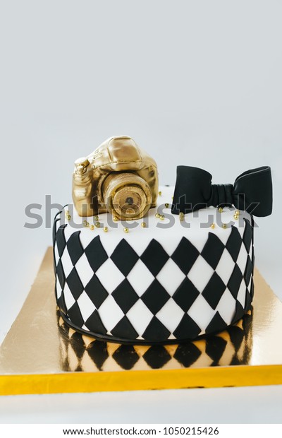 Black White Birthday Cake Photographer On Stock Photo (Edit Now) 1050215426